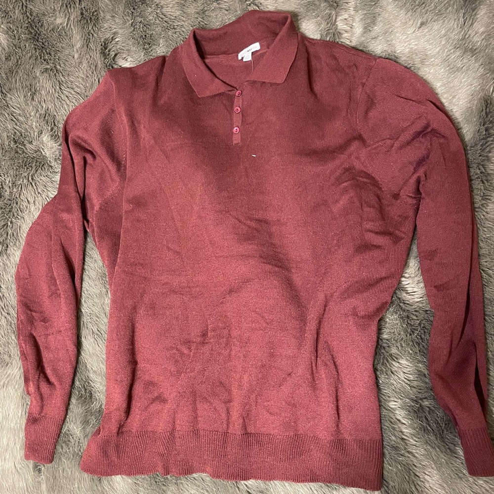 Classic Burgundy Polo Sweater